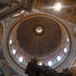 Image looking skyward at the main dome internally in St Peter's Basilica, Rome